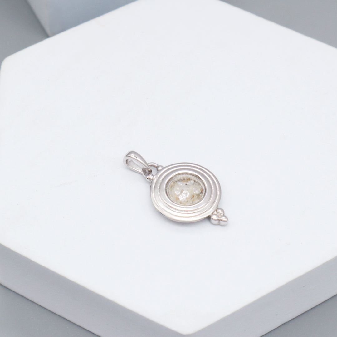 New Bulk Sale Good Quality Fashionable Manufacture China Factory Custom Women CZ Round Glass Mirror Rhodium Plated 925 Sterling Silver Pendant For Necklace