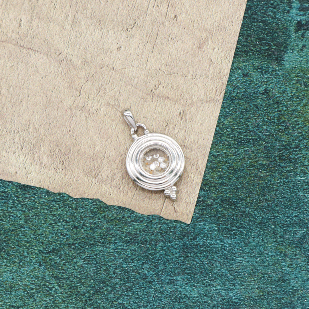 New Bulk Sale Good Quality Fashionable Manufacture China Factory Custom Women CZ Round Glass Mirror Rhodium Plated 925 Sterling Silver Pendant For Necklace