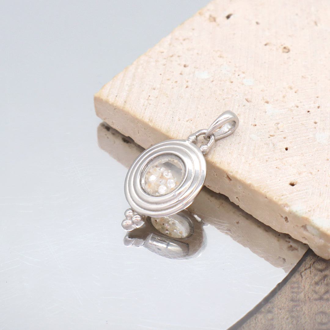 New Bulk Sale Good Quality Fashionable Manufacture China Factory Custom Women CZ Round Glass Mirror Rhodium Plated 925 Sterling Silver Pendant For Necklace
