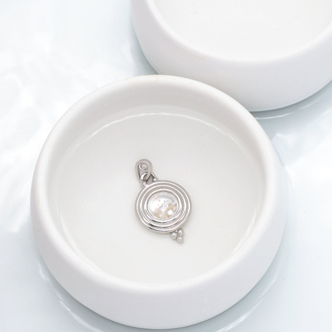 New Bulk Sale Good Quality Fashionable Manufacture China Factory Custom Women CZ Round Glass Mirror Rhodium Plated 925 Sterling Silver Pendant For Necklace