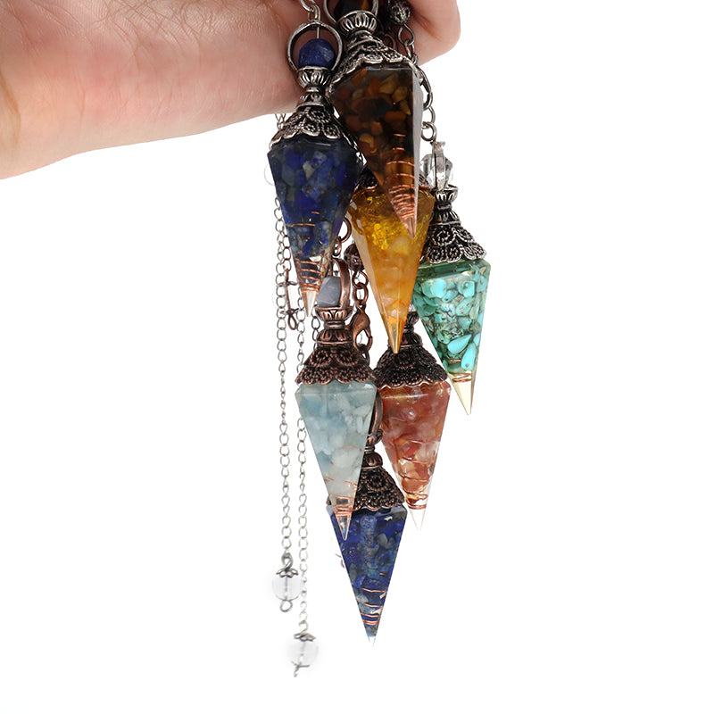Wholesale Various Pendulum Pendant Charm Hexagonal Point Healing Crystal Energy Gemstone Gravel Conical Natural Stone Pendant