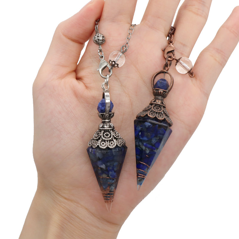 Wholesale Various Pendulum Pendant Charm Hexagonal Point Healing Crystal Energy Gemstone Gravel Conical Natural Stone Pendant