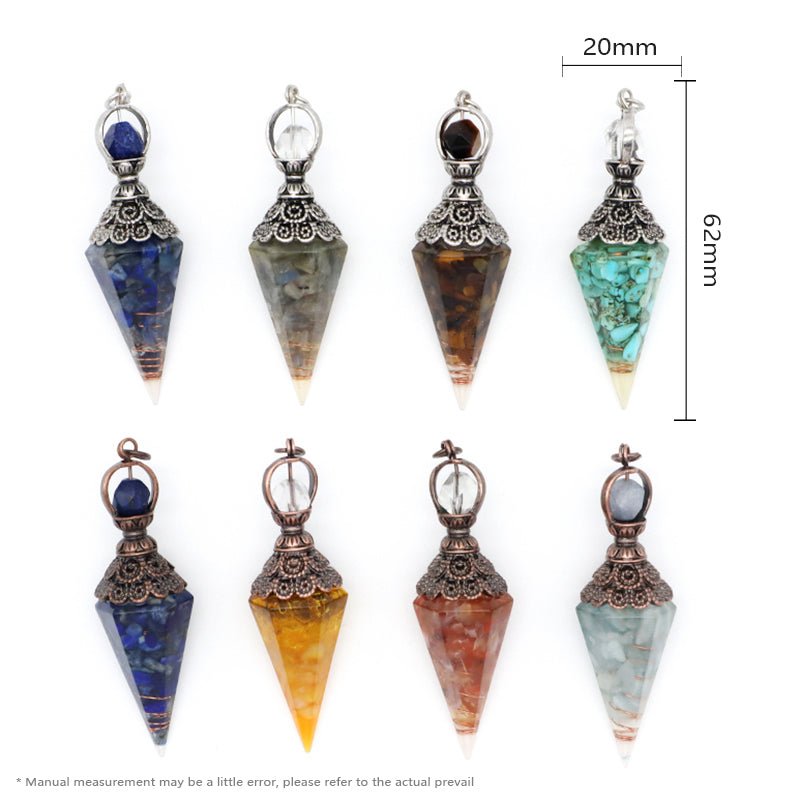 Wholesale Various Pendulum Pendant Charm Hexagonal Point Healing Crystal Energy Gemstone Gravel Conical Natural Stone Pendant