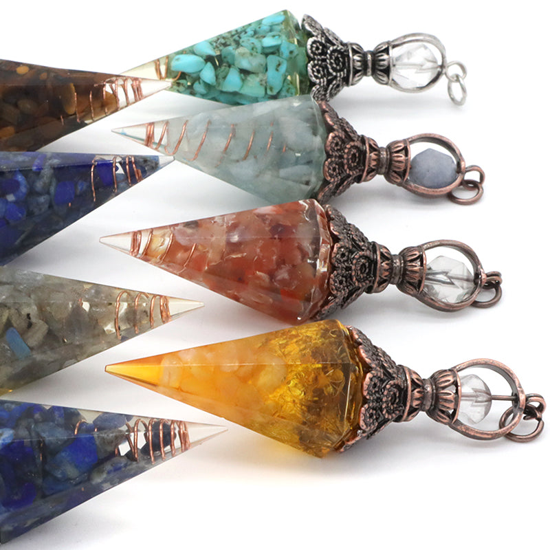 Wholesale Various Pendulum Pendant Charm Hexagonal Point Healing Crystal Energy Gemstone Gravel Conical Natural Stone Pendant