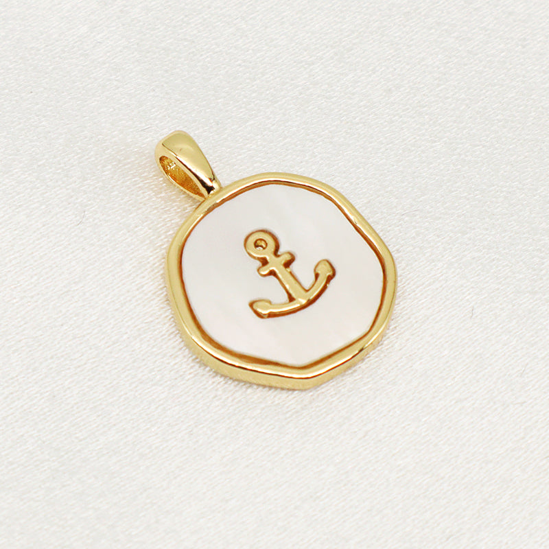 DIY Wholesale Custom Women Charm Accessories Jewelry Gold Plated Anchor Hand Moon Heart Cross Shell Pendant For Necklace Making