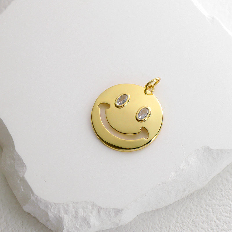 New Arrival DIY Wholesale Custom Women Happy Smiling Face Charm Jewelry Gold Plated Smiley Face Pendant For Necklace Making