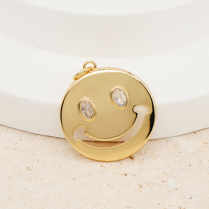 New Arrival DIY Wholesale Custom Women Happy Smiling Face Charm Jewelry Gold Plated Smiley Face Pendant For Necklace Making