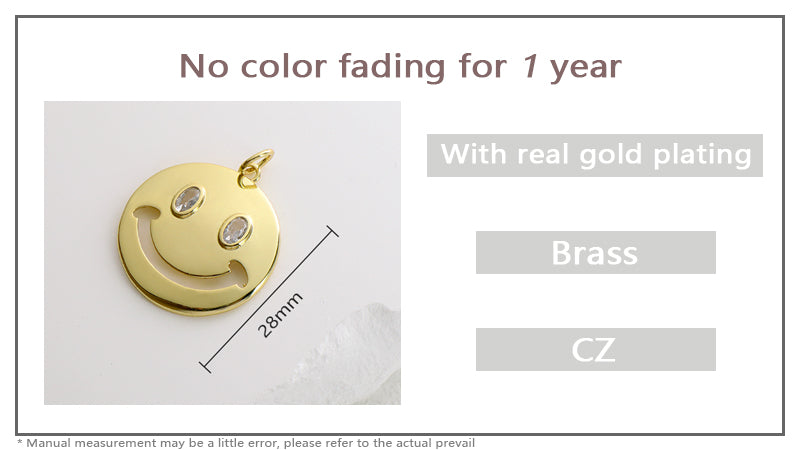 New Arrival DIY Wholesale Custom Women Happy Smiling Face Charm Jewelry Gold Plated Smiley Face Pendant For Necklace Making