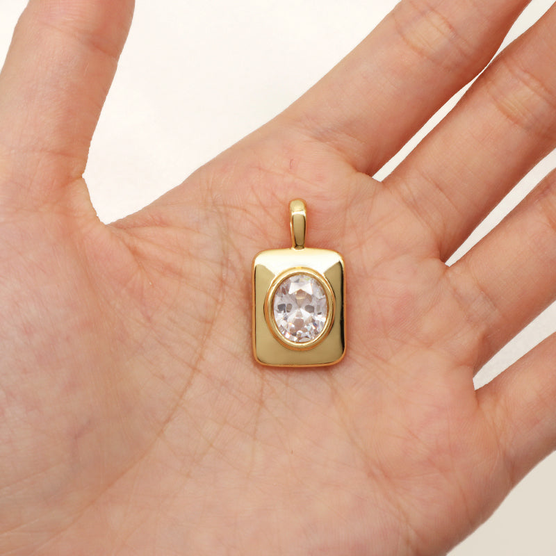 New Bulk Sale DIY Wholesale Custom Women Gold Filled Charm Pendant Jewelry Gold Plated CZ Rectangle Pendant For Necklace Making
