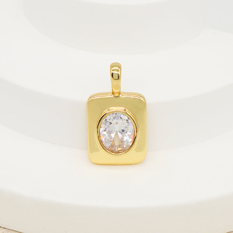 New Bulk Sale DIY Wholesale Custom Women Gold Filled Charm Pendant Jewelry Gold Plated CZ Rectangle Pendant For Necklace Making