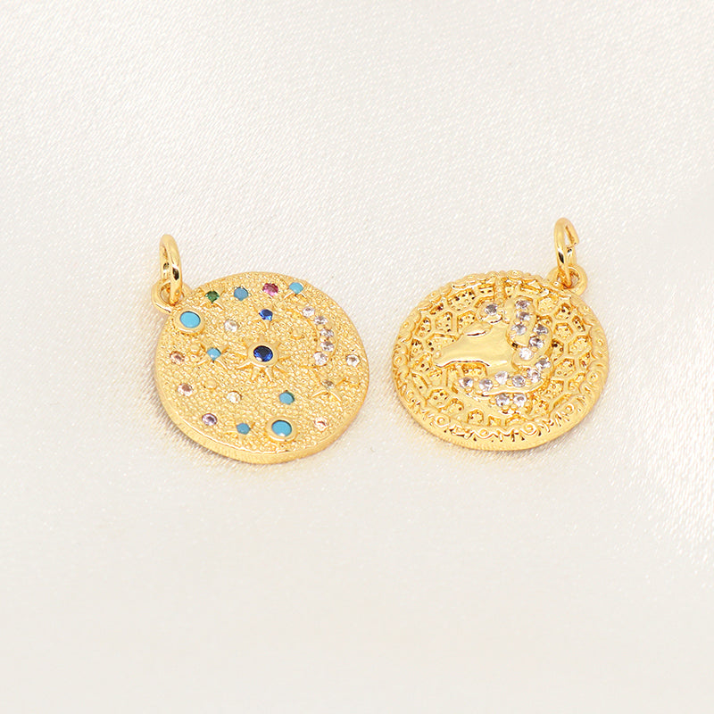 DIY Wholesale Factory Custom Women Gold Moon Charm Pendant Gold Plated Micro Pave CZ Sun Star Pendant For Necklace Jewelry