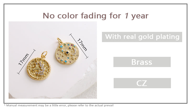DIY Wholesale Factory Custom Women Gold Moon Charm Pendant Gold Plated Micro Pave CZ Sun Star Pendant For Necklace Jewelry
