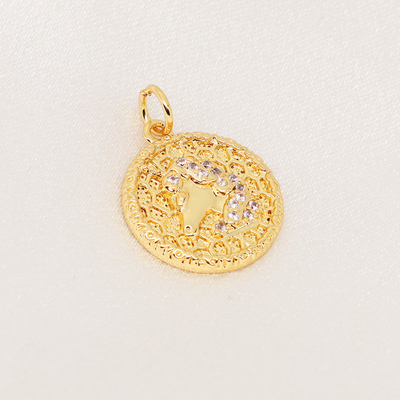 DIY Wholesale Factory Custom Women Gold Moon Charm Pendant Gold Plated Micro Pave CZ Sun Star Pendant For Necklace Jewelry
