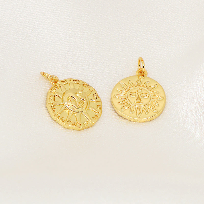 China Factory Wholesale DIY Custom Fashion Women Gold Sun Shape Charm Necklace Pendant CZ Gold Plated Sun Pendant For Jewelry