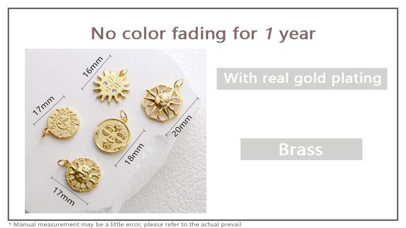 China Factory Wholesale DIY Custom Fashion Women Gold Sun Shape Charm Necklace Pendant CZ Gold Plated Sun Pendant For Jewelry