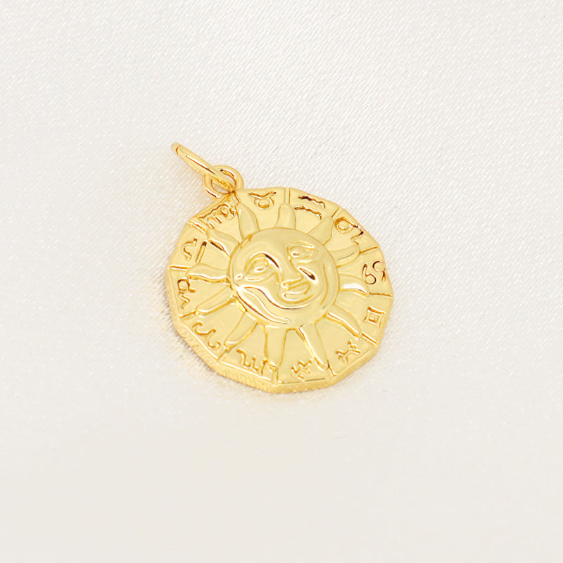 China Factory Wholesale DIY Custom Fashion Women Gold Sun Shape Charm Necklace Pendant CZ Gold Plated Sun Pendant For Jewelry