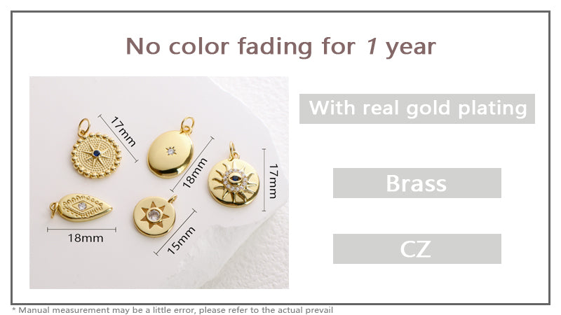 Custom Women DIY Wholesale China Factory Evil Eyes Charm Pendant Gold Plated CZ Sun Evil Eyes Pendant For Necklace Jewelry