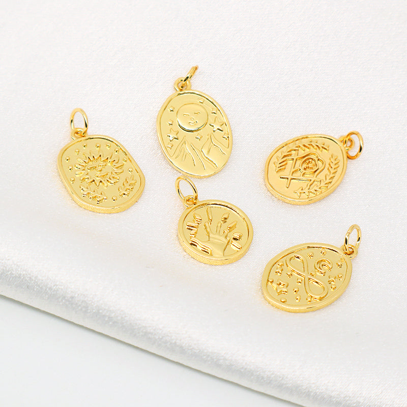 Fashion Custom Women DIY Wholesale China Factory Star Charm Necklace Pendant Jewelry Gold Plated CZ Sun Moon Star Hand Pendant