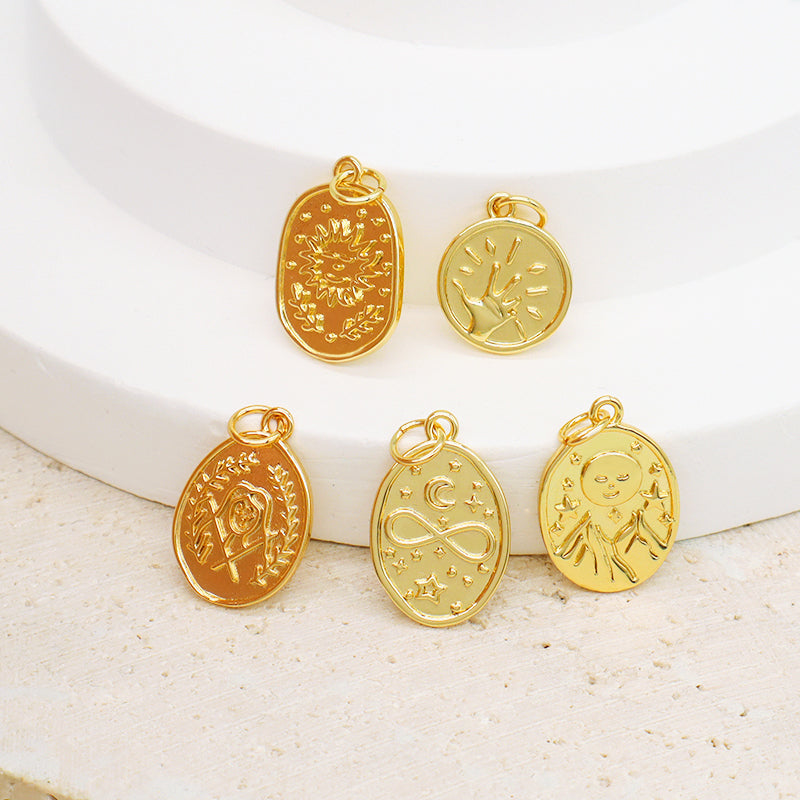 Fashion Custom Women DIY Wholesale China Factory Star Charm Necklace Pendant Jewelry Gold Plated CZ Sun Moon Star Hand Pendant