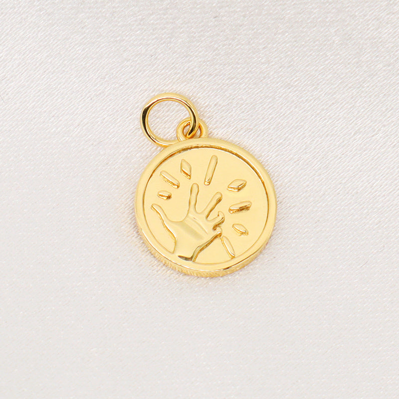 Fashion Custom Women DIY Wholesale China Factory Star Charm Necklace Pendant Jewelry Gold Plated CZ Sun Moon Star Hand Pendant