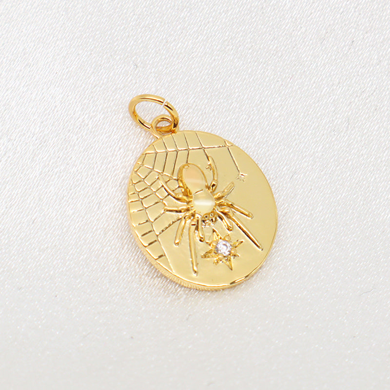 Hot Selling Wholesale Custom Women DIY Spider Web Charm Pendant Jewelry Gold Plated CZ Snake Spider Web Pendant For Necklace