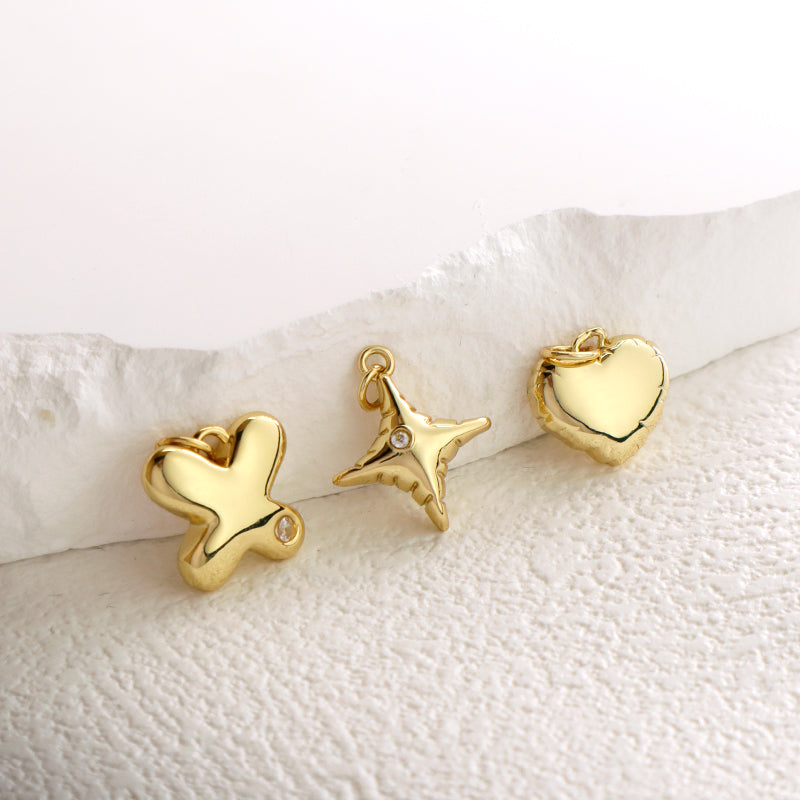 New Arrival Wholesale Custom Fashion Women DIY Gold Filled Charm Pendant Jewelry Gold Plated CZ Heart Pendant For Necklace