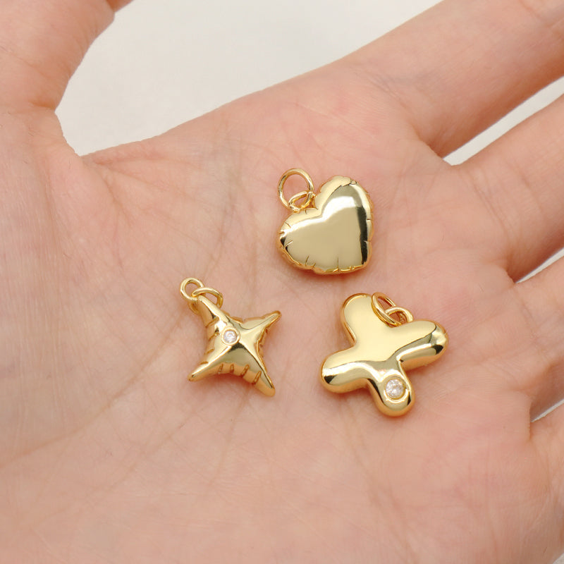 New Arrival Wholesale Custom Fashion Women DIY Gold Filled Charm Pendant Jewelry Gold Plated CZ Heart Pendant For Necklace