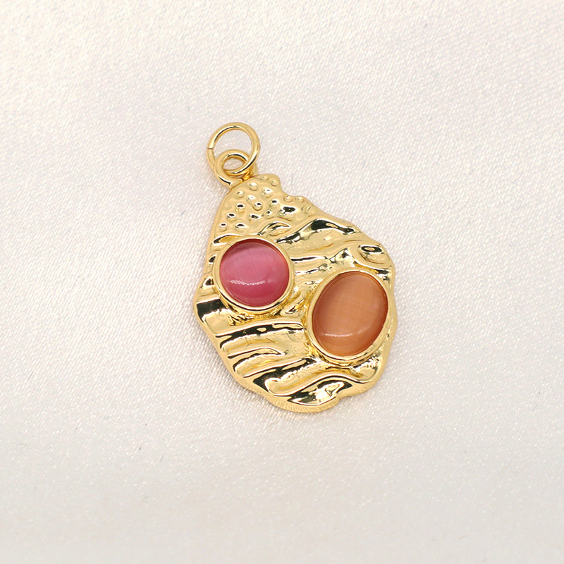 Fashion Women Wholesale DIY Custom Gem Stone Charm Necklace Pendant CZ Enamel Gold Plated Natural Stone Pendant For Jewelry