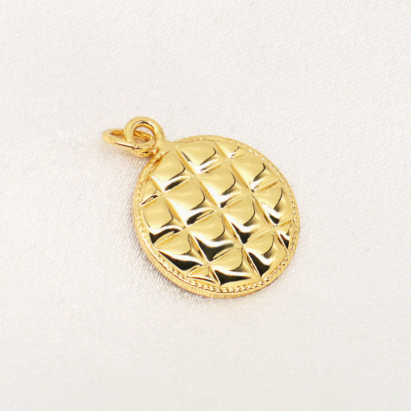 New Simple Design Gold Plated Mesh Round Heart Pendant Custom Fashionable Women Heart Charm Necklace Jewelry For DIY Supplies