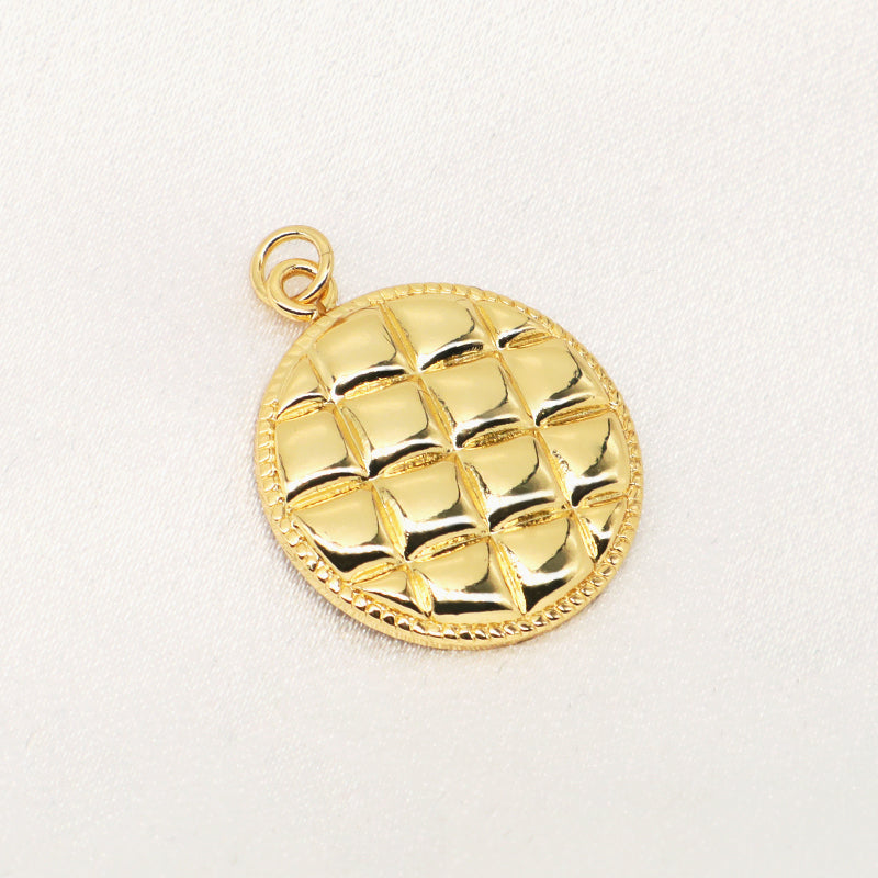 New Simple Design Gold Plated Mesh Round Heart Pendant Custom Fashionable Women Heart Charm Necklace Jewelry For DIY Supplies