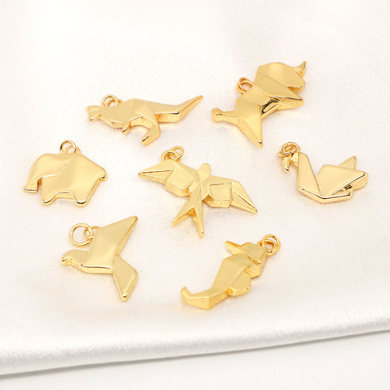 DIY Custom Wholesale Fashion Women Elephant Bird Kangaroo Rhinoceros Charm Necklace Pendant Jewelry Gold Plated Animal Pendant