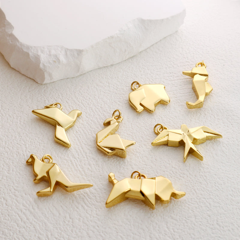 DIY Custom Wholesale Fashion Women Elephant Bird Kangaroo Rhinoceros Charm Necklace Pendant Jewelry Gold Plated Animal Pendant