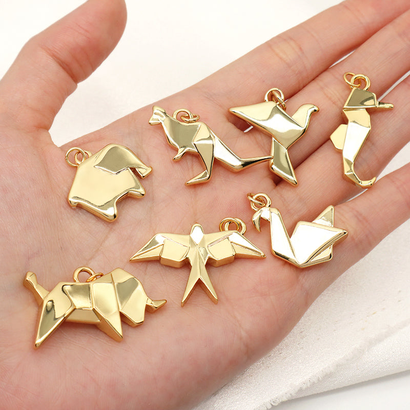 DIY Custom Wholesale Fashion Women Elephant Bird Kangaroo Rhinoceros Charm Necklace Pendant Jewelry Gold Plated Animal Pendant