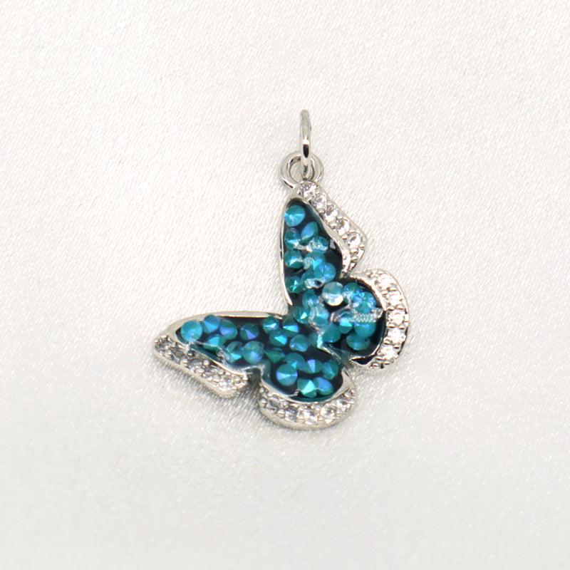 DIY Custom Wholesale Women Girl Colorful Butterfly Charm Necklace Pendant Gold Plated CZ Butterfly Pendant For Jewelry Making