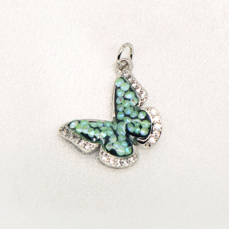 DIY Custom Wholesale Women Girl Colorful Butterfly Charm Necklace Pendant Gold Plated CZ Butterfly Pendant For Jewelry Making