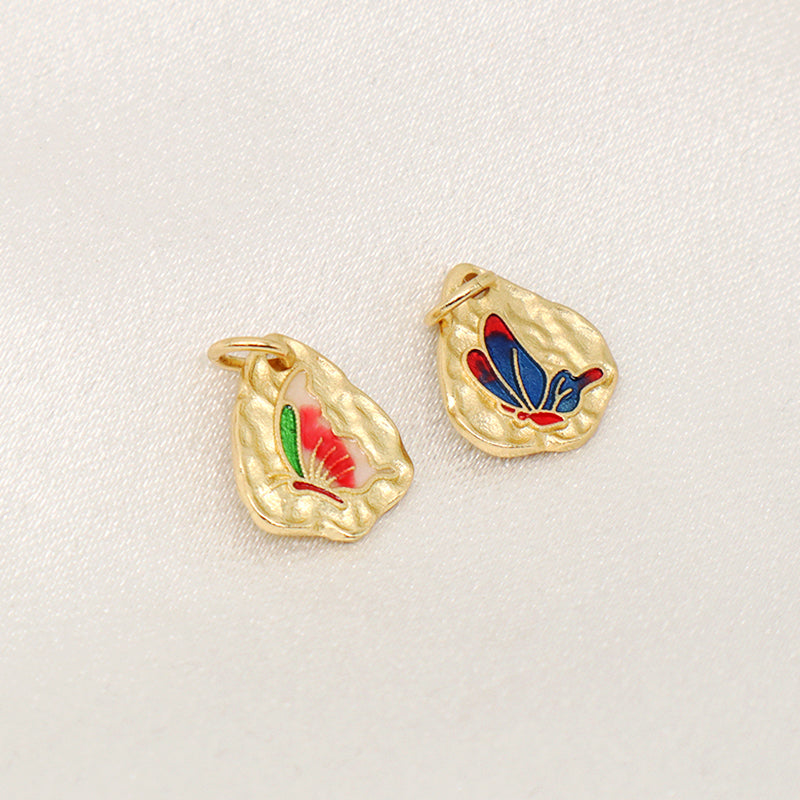 Wholesale Fashion Women DIY Custom Butterfly Charm Necklace Pendant CZ Enamel Gold Plated Butterfly Pendant For Jewelry Making