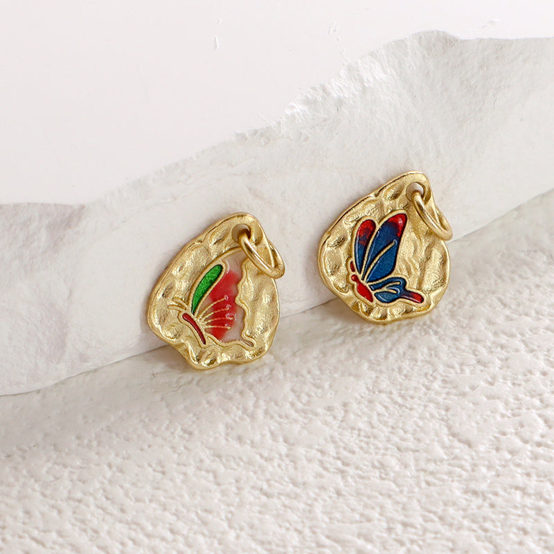 Wholesale Fashion Women DIY Custom Butterfly Charm Necklace Pendant CZ Enamel Gold Plated Butterfly Pendant For Jewelry Making