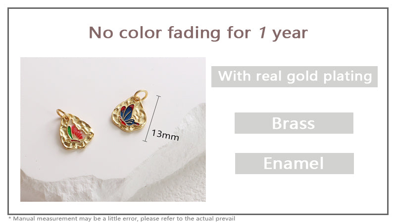 Wholesale Fashion Women DIY Custom Butterfly Charm Necklace Pendant CZ Enamel Gold Plated Butterfly Pendant For Jewelry Making