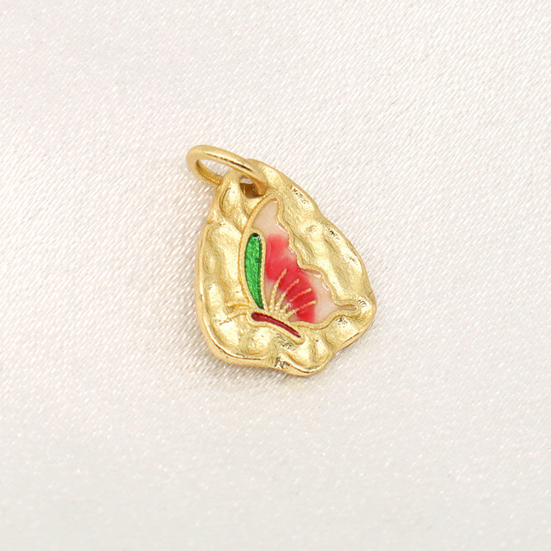 Wholesale Fashion Women DIY Custom Butterfly Charm Necklace Pendant CZ Enamel Gold Plated Butterfly Pendant For Jewelry Making