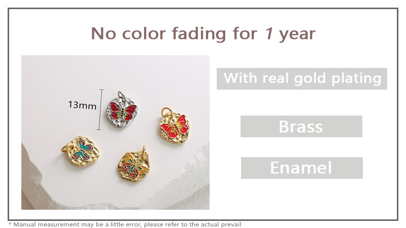 Custom Wholesale Women Girl Red Blue Butterfly Charm Necklace Pendant Gold Plated CZ Enamel Butterfly Pendant For Diy Making