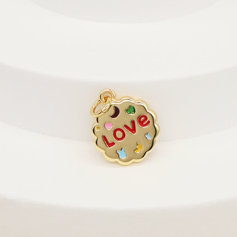 Custom Wholesale Colorful Heart Star Moon Charm Pendant Jewelry CZ Gold Plated Enamel Two-sided Lucky Love Pendant For Necklace