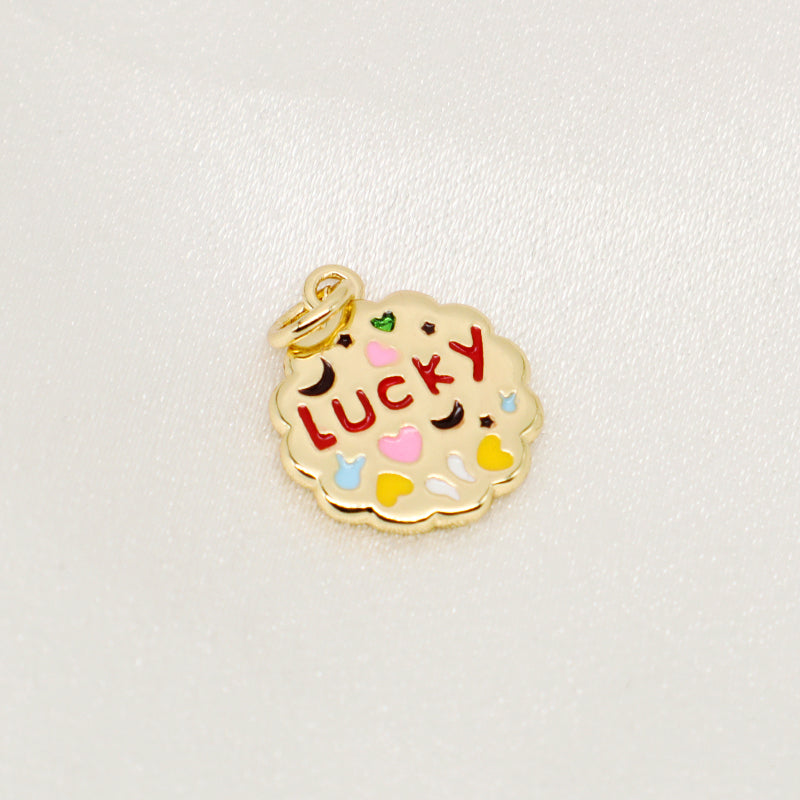 Custom Wholesale Colorful Heart Star Moon Charm Pendant Jewelry CZ Gold Plated Enamel Two-sided Lucky Love Pendant For Necklace