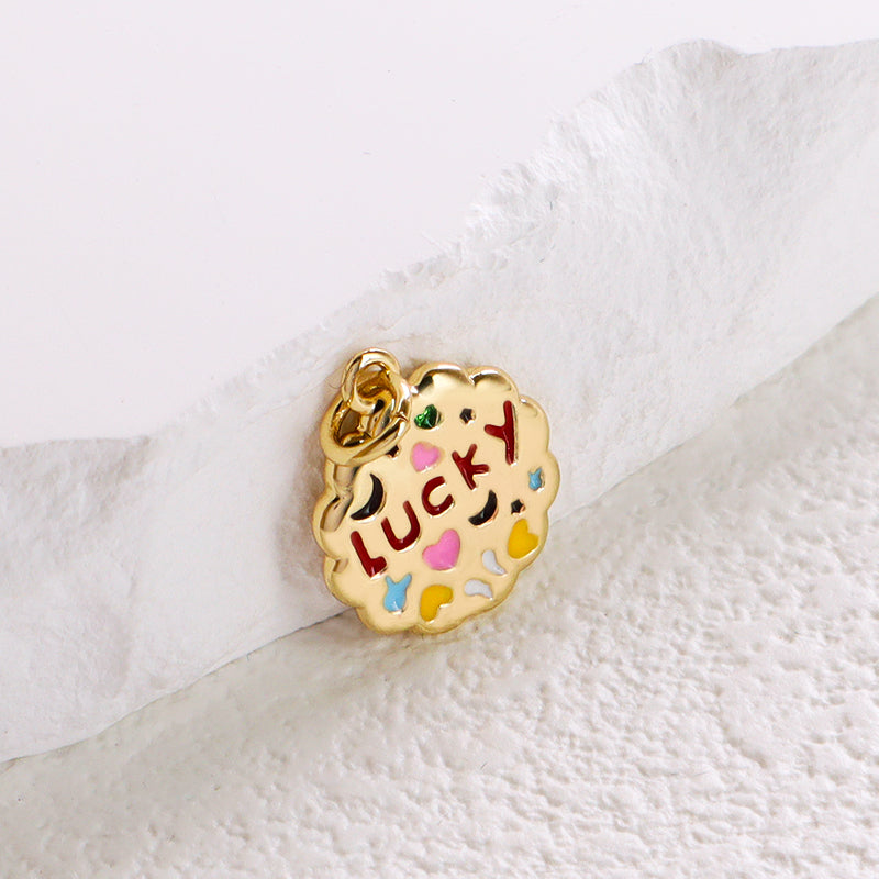 Custom Wholesale Colorful Heart Star Moon Charm Pendant Jewelry CZ Gold Plated Enamel Two-sided Lucky Love Pendant For Necklace