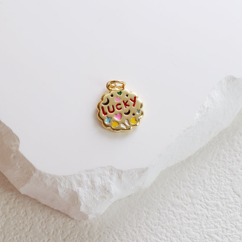 Custom Wholesale Colorful Heart Star Moon Charm Pendant Jewelry CZ Gold Plated Enamel Two-sided Lucky Love Pendant For Necklace