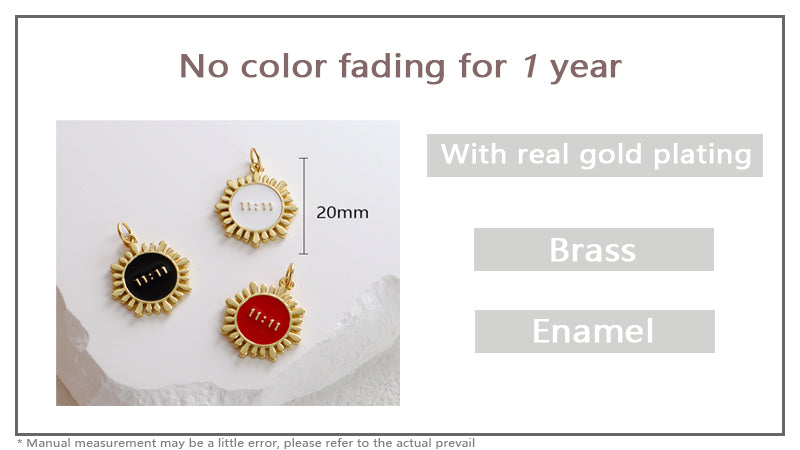 Women Girl Custom Wholesale Red White Black Charm Necklace Pendant Gold Plated Enamel Flower Shape Pendant For Diy Making