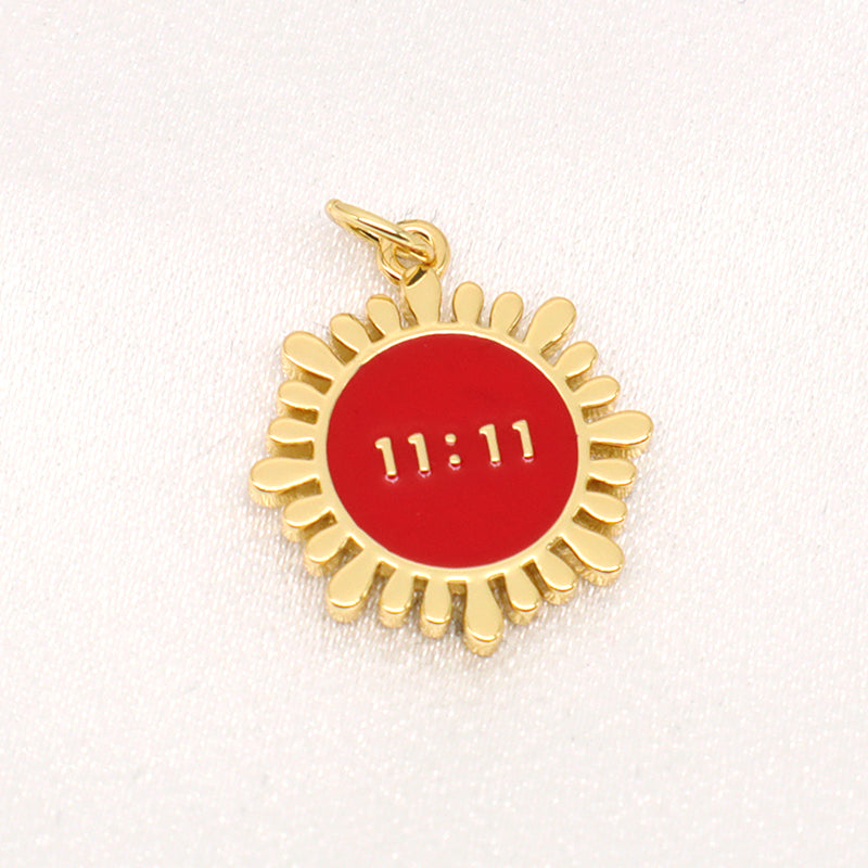 Women Girl Custom Wholesale Red White Black Charm Necklace Pendant Gold Plated Enamel Flower Shape Pendant For Diy Making