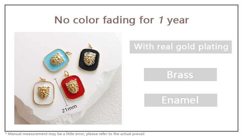 Wholesale Women Fashion Custom Red White Black Blue Charm Pendant Jewelry Gold Plated Enamel Lion Head Pendant For Necklace