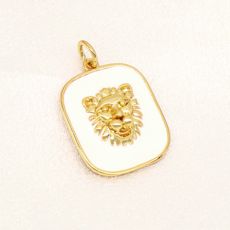 Wholesale Women Fashion Custom Red White Black Blue Charm Pendant Jewelry Gold Plated Enamel Lion Head Pendant For Necklace