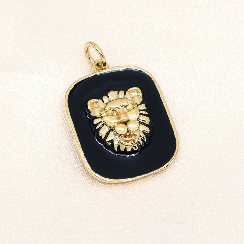 Wholesale Women Fashion Custom Red White Black Blue Charm Pendant Jewelry Gold Plated Enamel Lion Head Pendant For Necklace