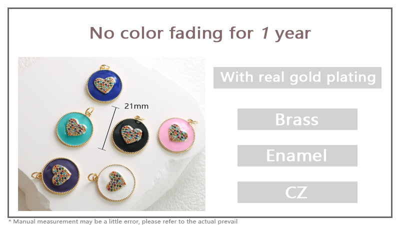 Customized Wholesale Pink Blue Purple White Black Charm CZ Gold Plated Enamel Love Heart Pendant New Charms For Jewelry Making